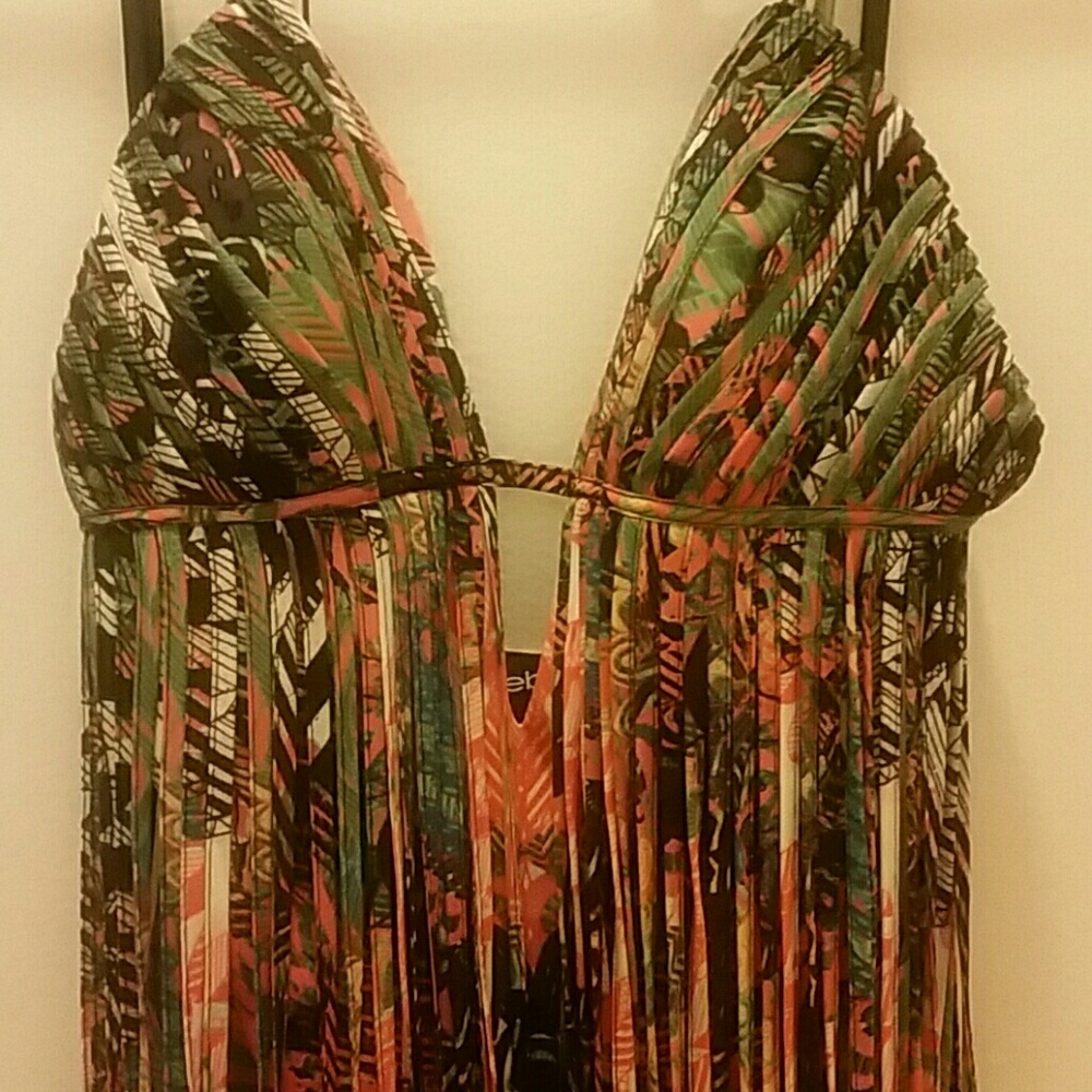 Sexy halterneck Bebe fringe dress
